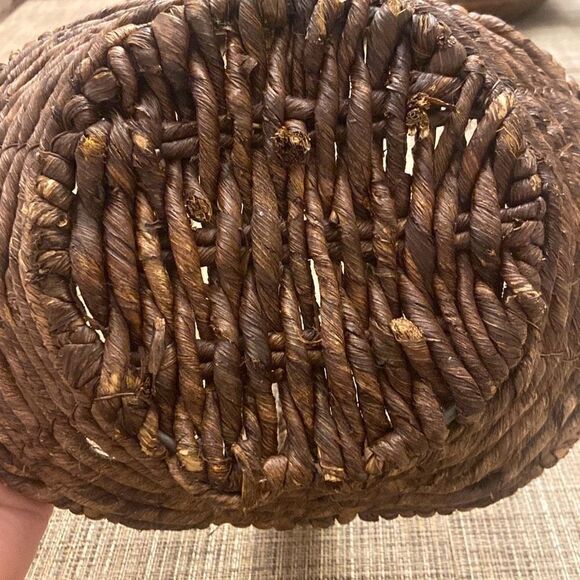 Dark Brown Woven Handled Oval Rustic Open Basket - Picture 9 of 12